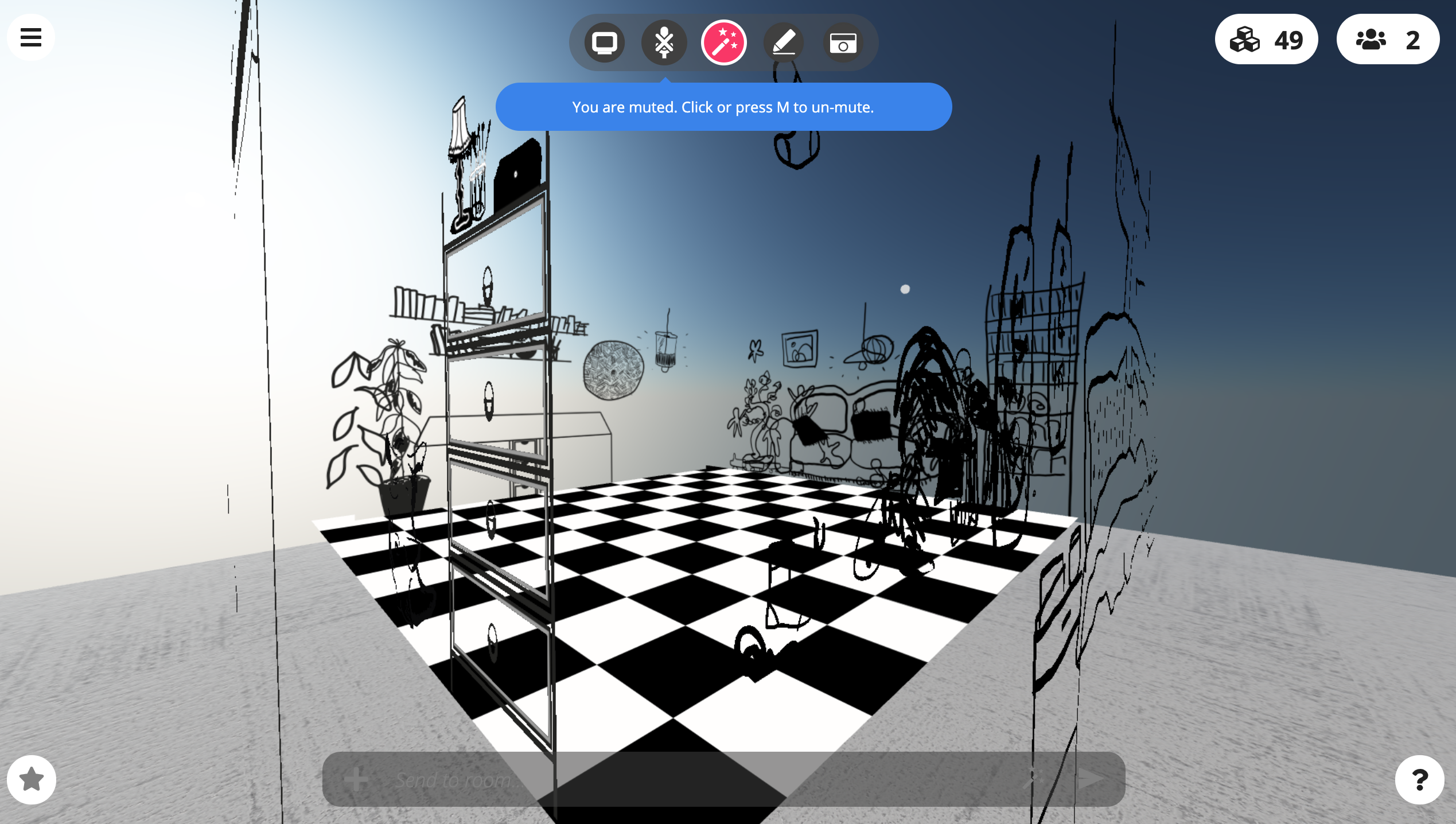 Estera Gałuszka - rysunek - cztery ściany kwarantanny